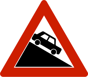 Steep descent ahead - Road Sign