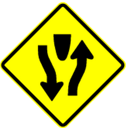 Warning for a divided road - Road Sign
