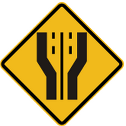 Warning for a road widening - Road Sign