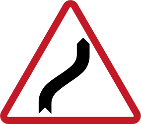 Road bends right then left - Road Sign