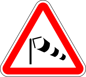 Heavy crosswinds in area warning - Road Sign