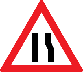 Road gets narrow on the right side - Road Sign