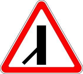 Crossroad with sharp side road on left side - Road Sign