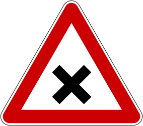 Uncontrolled crossroad ahead - Road Sign