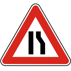 Road gets narrow on the right side - Road Sign