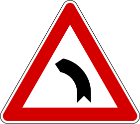 Road ahead curves to the left side - Road Sign