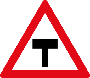 Warning for an uncontrolled T-crossroad - Road Sign