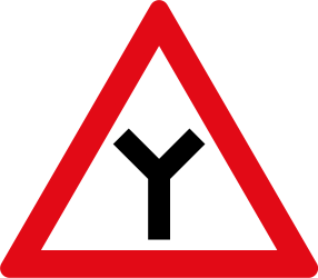 Warning for an uncontrolled Y-crossroad - Road Sign