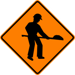 Roadworks ahead warning - Road Sign