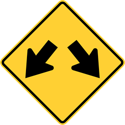 Warning for an obstacle, pass left or right - Road Sign