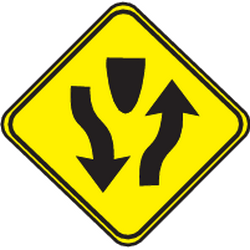Warning for a divided road - Road Sign