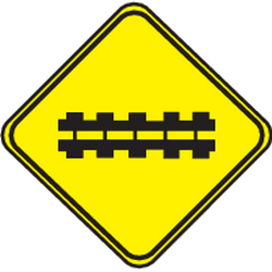 Railroad crossing ahead with barriers - Road Sign