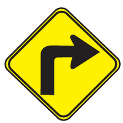 Warning for a sharp curve to the right - Road Sign