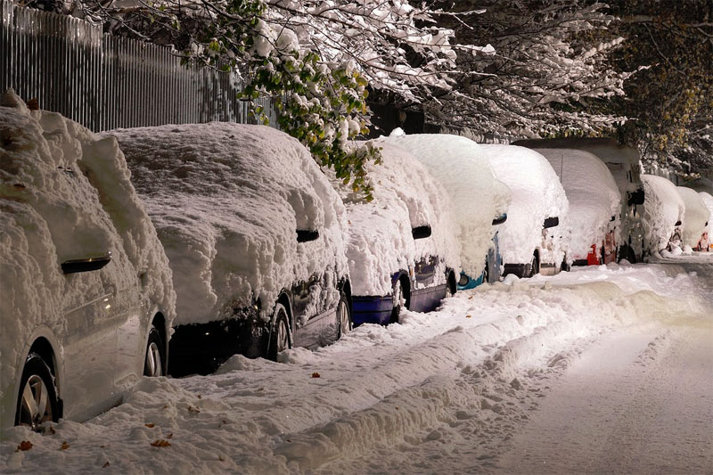 snow covered car