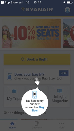 ryanair bag sizer app